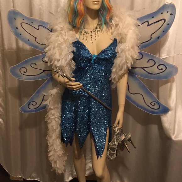 GORGEOUS vintage giant light up wings and sparkle pixie dress set! - Picture 13 of 14